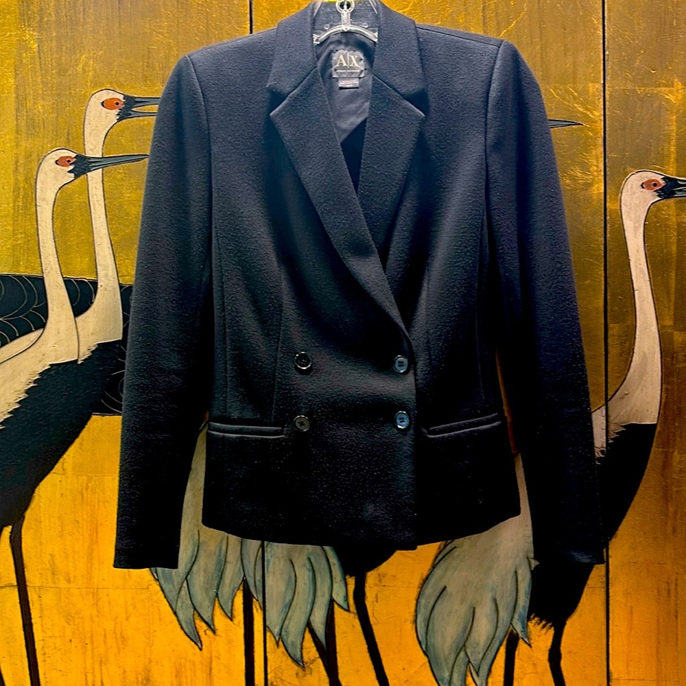 Armani Exchange Fitted Navy Blazer